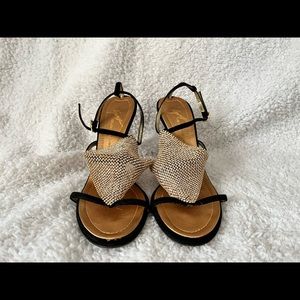 Giuseppe Zanotti Design Black & Gold Rhinestone Heels